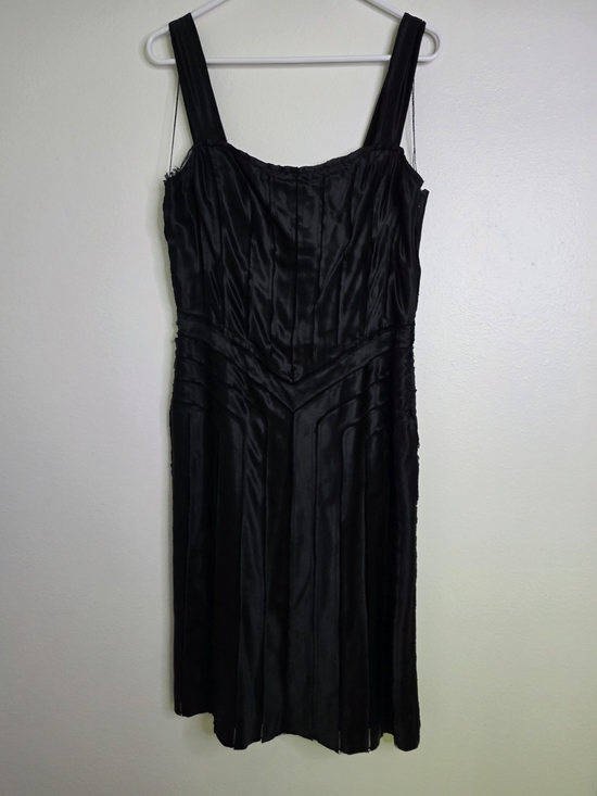 Archival Calvin Klein Collection | 100% Silk Raw-Edge Panel Midi Dress | Size 6 - Picture 8 of 11